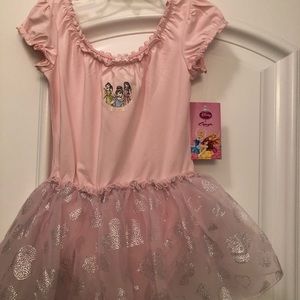 Girls new pink Disney Princess ballet body suit w/skirt